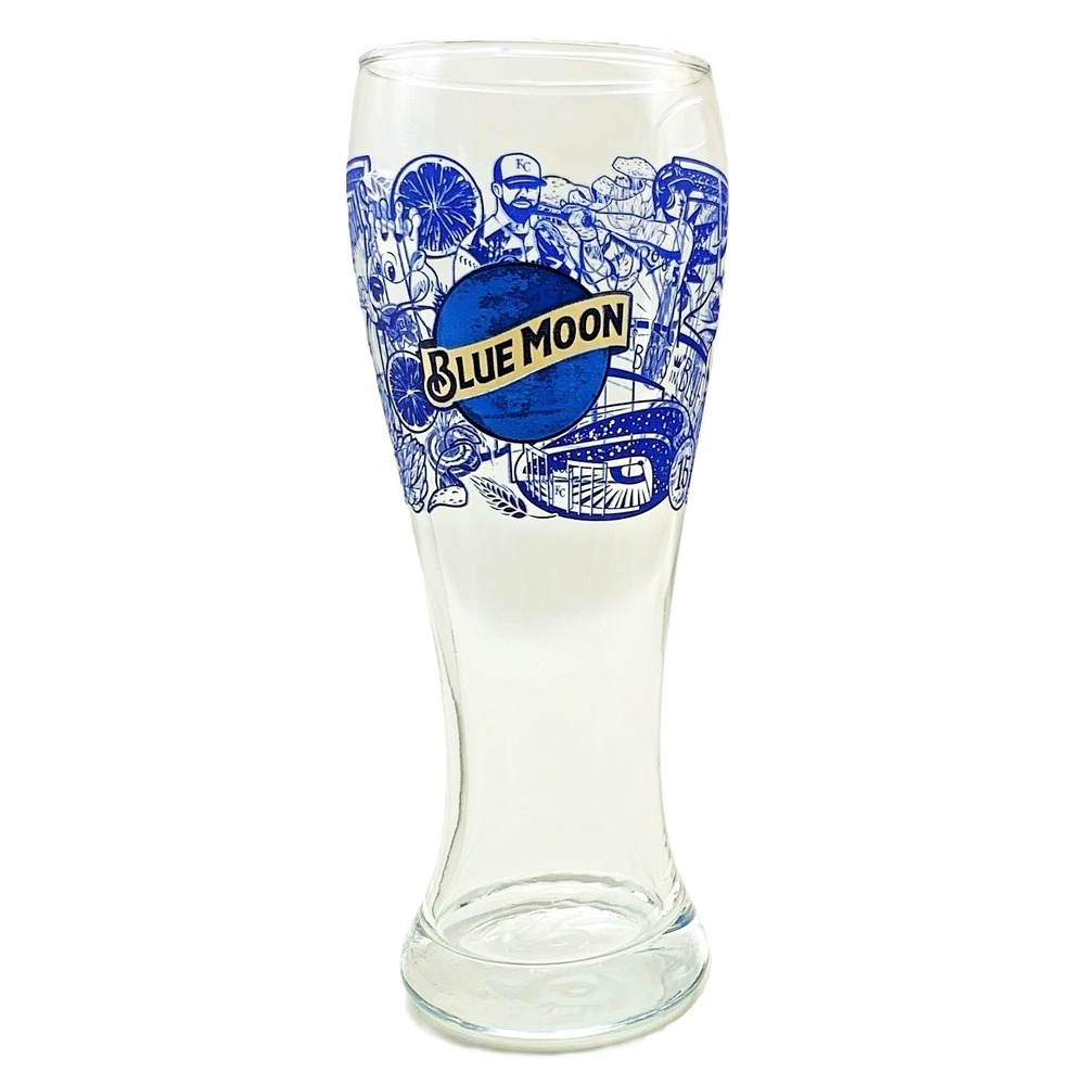 Set of 6 Blue Moon KC ROYALS 8" Pilsner Beer Glass KC 1985, 2015 Championships